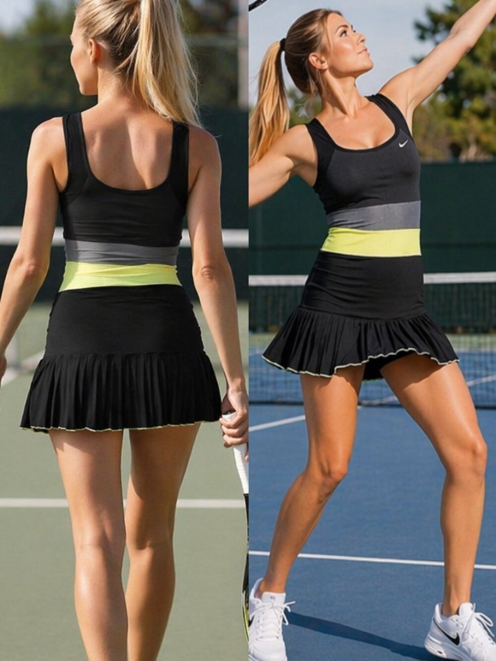 Nwt Nike Black Tennis Dress w/ Bra Pleated Skirt XS